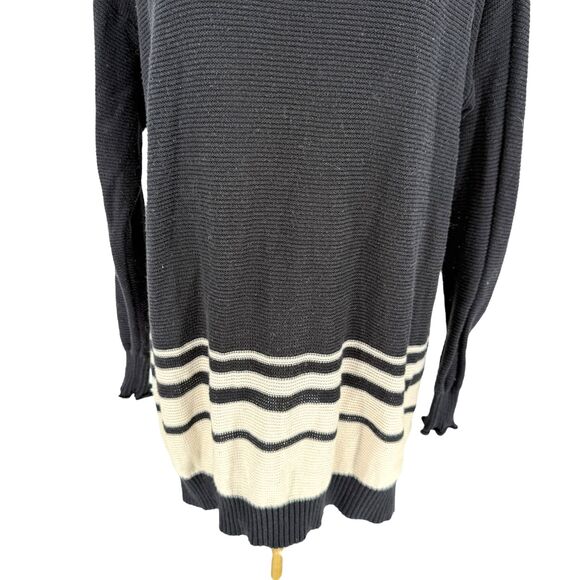 Daisy Fuentes Tunic Sweater XL Black White Stripe Knit Long Sleeve Crew Neck EUC - Picture 4 of 14